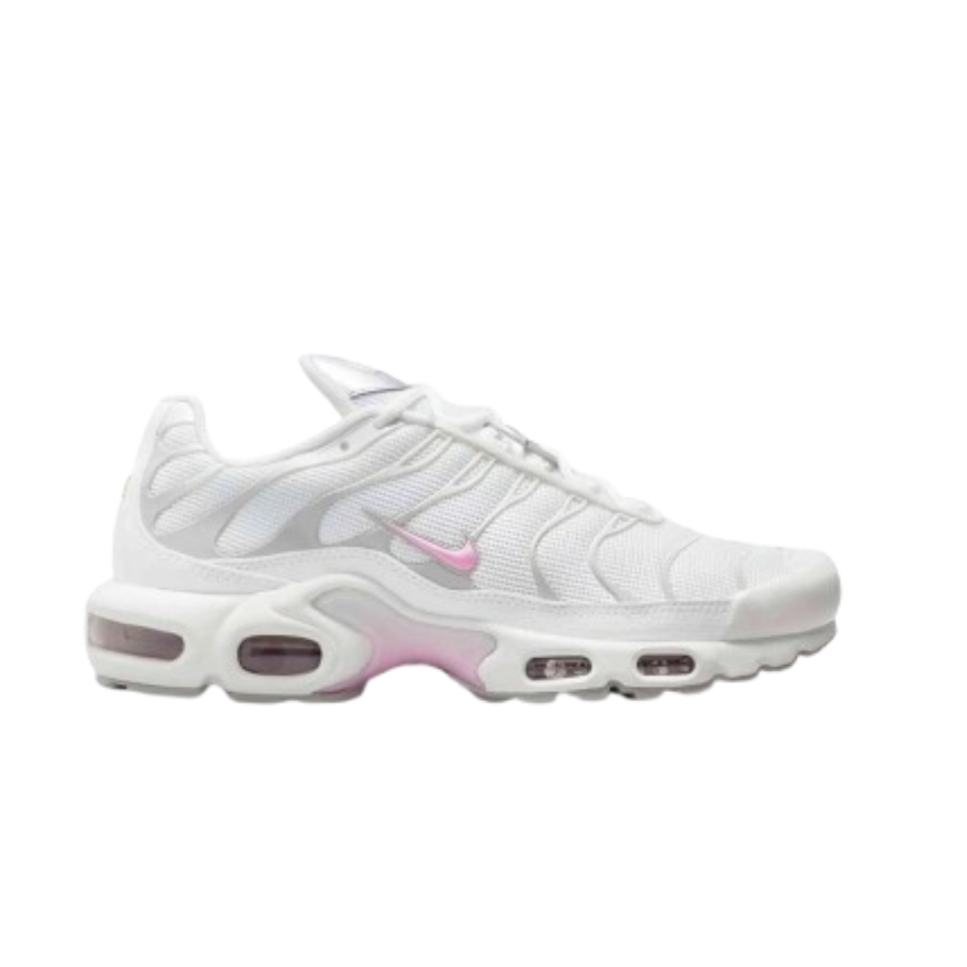 Nike Women's Air Max Plus in the Summit White and Pink Rise